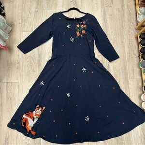 EShakti Dress with Embroidered Cat Design
